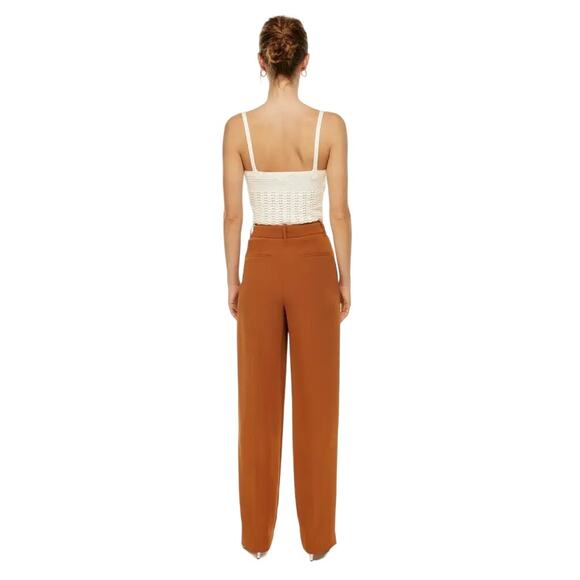 Aritzia The Effortless Pants Wilfred High Rise Wide Leg Pleated Anise Brown Sz S - Picture 2 of 10